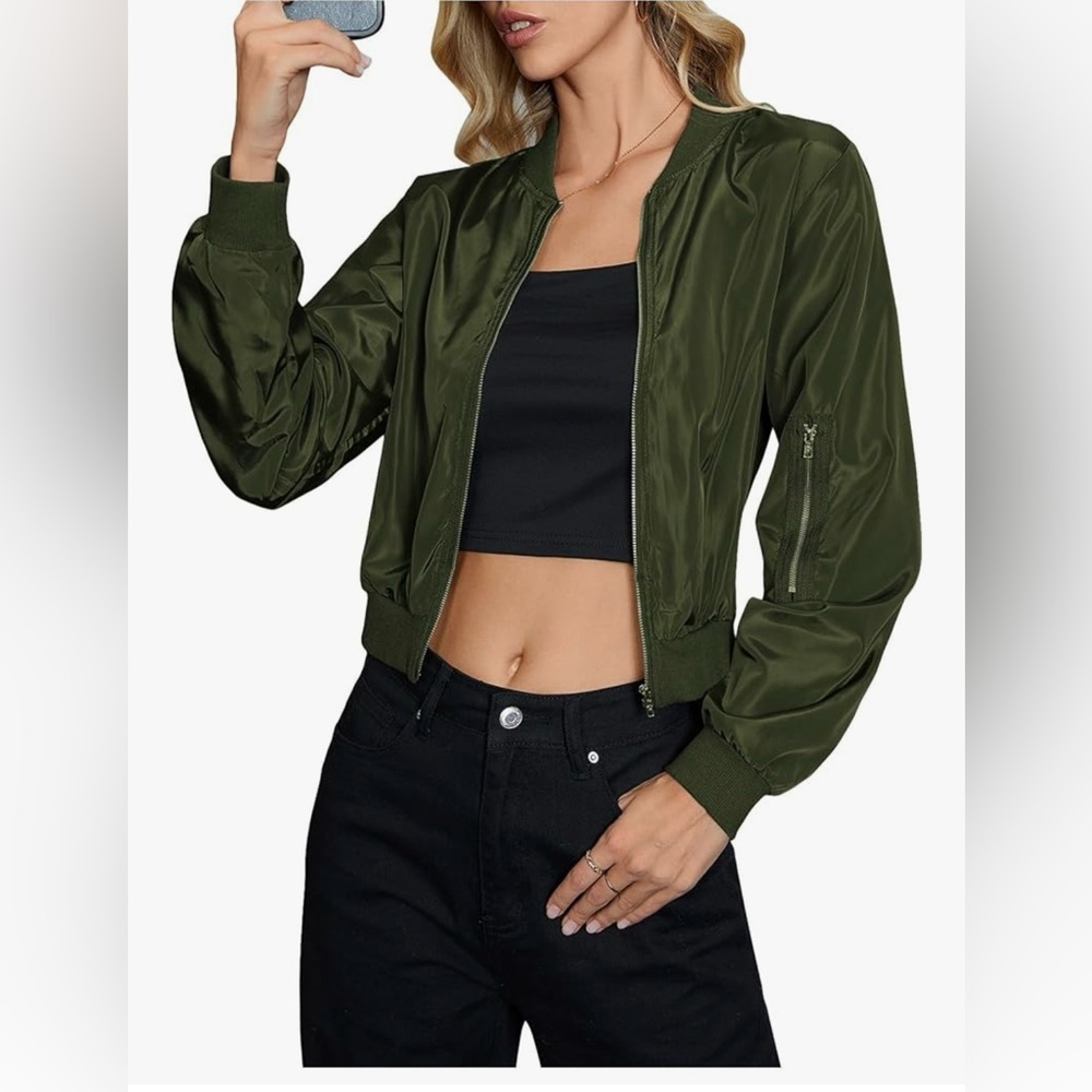 Amazon Oyoangle cropped bomber jacket